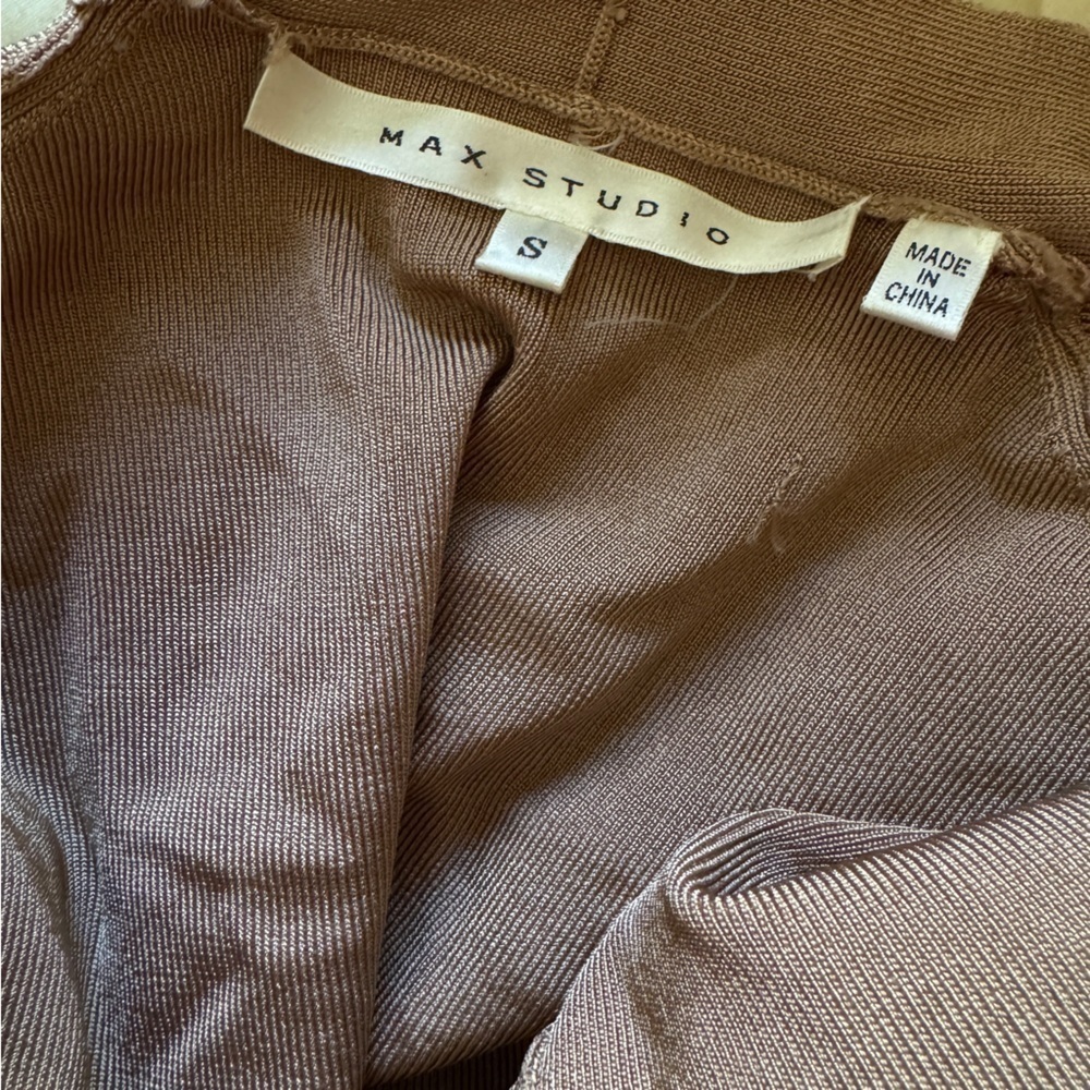 Max Studio Camel Silk Blend Open Cardigan S - Picture 4 of 5